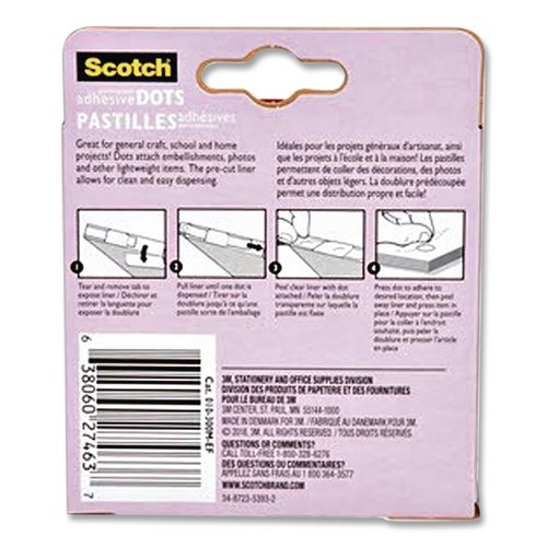 Image of Scotch® 010-300M Mounting Adhesive Dots, 0.3" Dia, Transparent, 300/pack