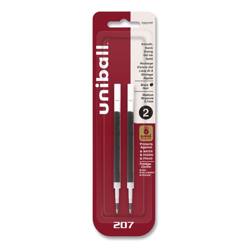 Image of uniball® 70207PP Refill For Signo Gel 207 Pens, Medium 0.7 Mm Conical Tip, Black Ink, 2/pack