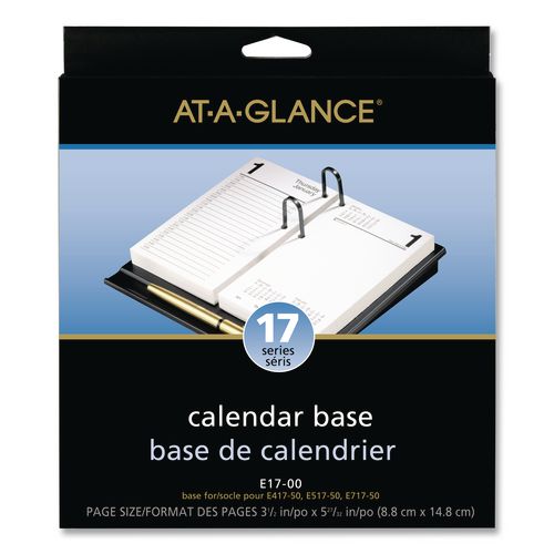 Image of AT-A-GLANCE® E17-00 #17 Desk Calendar Base for Loose-Leaf Refill, 2 Rings, 3.5" x 6", Black