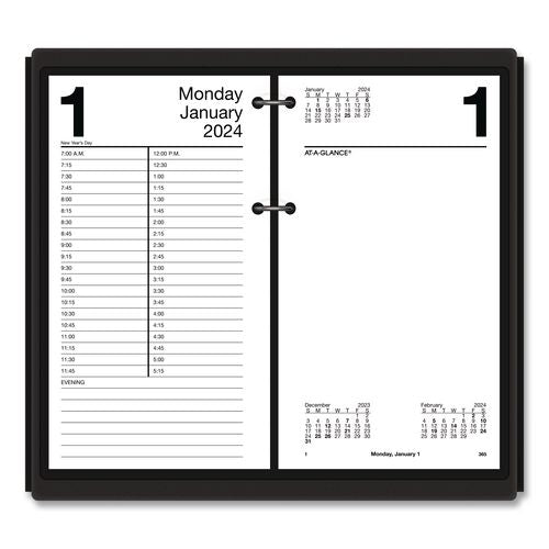 Image of AT-A-GLANCE® E21-00 Desk Calendar Base for Loose-Leaf Refill, 2 Rings, 4.5" x 8", Black