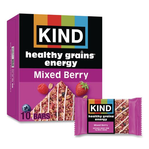 Image of KIND 67073 Healthy Grains Energy Mixed Berry Bars, 1.4 oz Bar, 10/Box