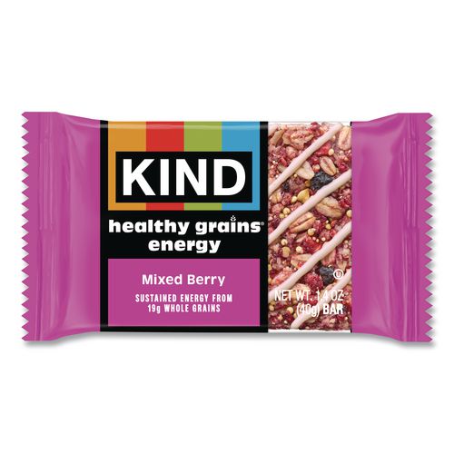 Image of KIND 67073 Healthy Grains Energy Mixed Berry Bars, 1.4 oz Bar, 10/Box