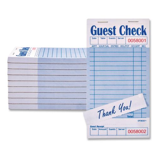 Image of AmerCareRoyal® GC3632-1 Guest Check Pad with Ruled Back, 15 Lines, One-Part (No Copies), 3.5 x 6.7, 50 Forms/Pad, 50 Pads/Carton