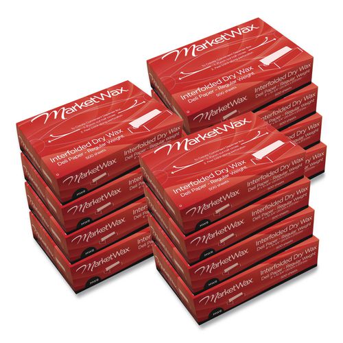 Image of Bagcraft P011008 MarketWax Interfolded Dry Wax Deli Paper, 10.75 x 8, White, 500/Box, 12 Boxes/Carton
