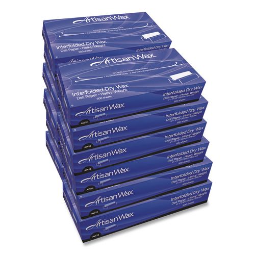 Image of Bagcraft P012010 ArtisanWax Interfolded Dry Wax Deli Paper, 10" x 10.75", White, 500/Box, 12 Boxes/Carton