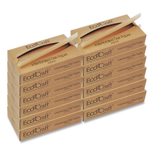 Image of Bagcraft 16010 EcoCraft Interfolded Soy Wax Deli Sheets, 10 x 10.75, 500 Sheets/Box, 12 Boxes/Carton