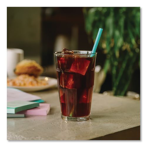Image of phade 511180 Marine Biodegradable Straws, 8.5", Pha, Ocean Blue, Wrapped, 300/box, 4 Boxes/carton