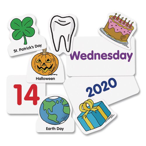 Image of Learning Resources® LER2418 Calendar and Weather Pocket Chart, 46 Pockets, 14.7 x 32.2, Blue, 136 Cards