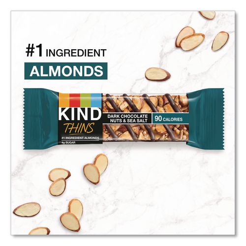 Image of KIND 41888 Thins Dark Chocolate Nuts and Sea Salt/Caramel Almond and Sea Salt Variety Pack, 0.74 oz Bar, 20/Box