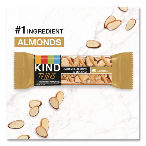 Image of KIND 41888 Thins Dark Chocolate Nuts and Sea Salt/Caramel Almond and Sea Salt Variety Pack, 0.74 oz Bar, 20/Box