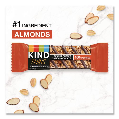 Image of KIND 41891 Thins Peanut Butter Dark Chocolate and Dark Chocolate Cherry Cashew Variety Pack, 0.74 oz Bar, 20/Box