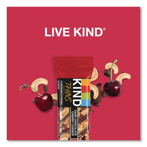 Image of KIND 41891 Thins Peanut Butter Dark Chocolate and Dark Chocolate Cherry Cashew Variety Pack, 0.74 oz Bar, 20/Box