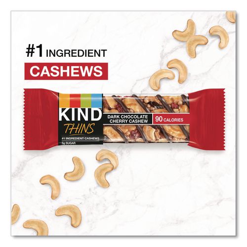 Image of KIND 41891 Thins Peanut Butter Dark Chocolate and Dark Chocolate Cherry Cashew Variety Pack, 0.74 oz Bar, 20/Box