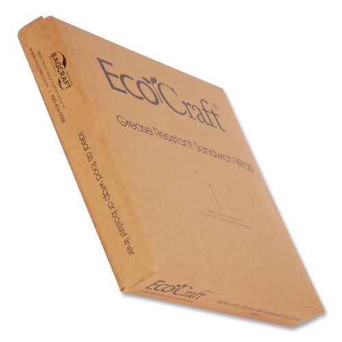 Image of Bagcraft 300897 EcoCraft Grease-Resistant Paper Wraps and Liners, 12 x 12, Natural, 1,000/Box, 5 Boxes/Carton