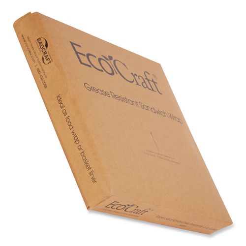 Image of Bagcraft 300898 EcoCraft Grease-Resistant Paper Wraps and Liners, 15 x 16, Natural, 1,000/Box, 3 Boxes/Carton