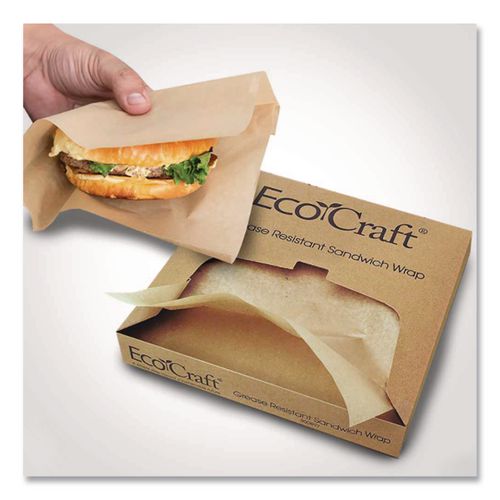 Image of Bagcraft 300899 EcoCraft Grease-Resistant Paper Wraps and Liners, 14 x 14, Natural, 1,000/Box, 4 Boxes/Carton