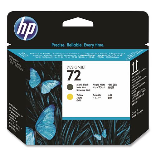 Image of HP C9384A HP 72, (c9384a) Matte Black/yellow Printhead