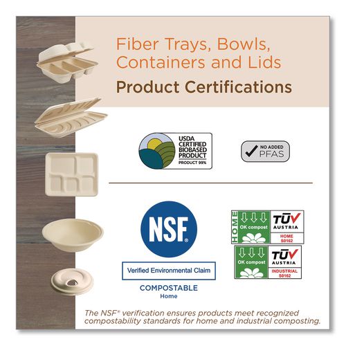 Image of World Centric® BBL-SC-12N-LF Fiber Lids for Fiber Barrel Bowls, 4.7" Diameter, Natural, Paper, 500/Carton