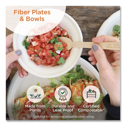 Image of World Centric® PLSCU10TLFS Fiber Plates, Paper, 10" dia, Natural, 700/Carton