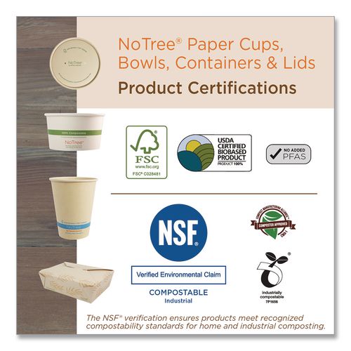 Image of World Centric® No Tree Wide Paper Bowls, 32 oz, 5.9" Diameter x 3.1" h, Natural, Sugarcane, 300/Carton