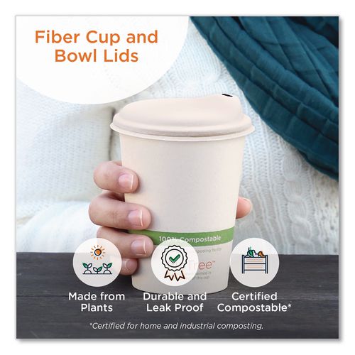 Image of World Centric® Fiber Lids for Cups, Fits 10 to 20 oz Hot Cups, Natural, 1,000/Carton