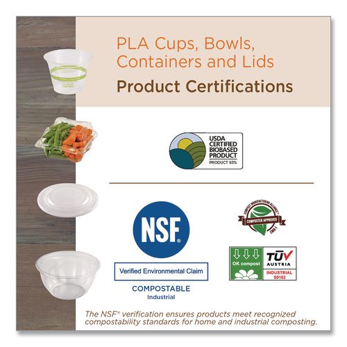 Image of World Centric® TRLCSBB PLA Lids for Fiber Bento Box Containers, 12.1 x 9.8 x 0.8, Clear, Plastic, 300/Carton