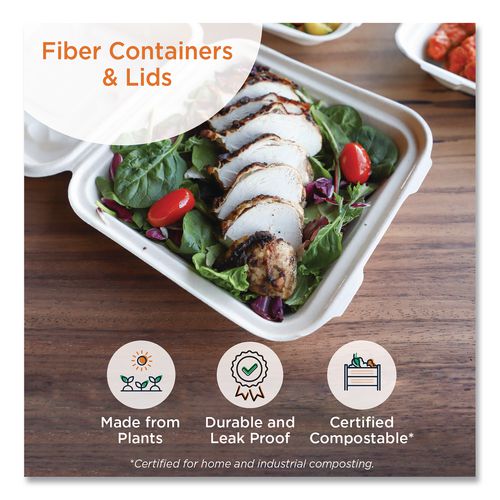Image of World Centric® CT-SC-U3-LFP Fiber Containers, 48 oz, 8.7 x 6.5 x 3.1, Natural, Paper, 400/Carton