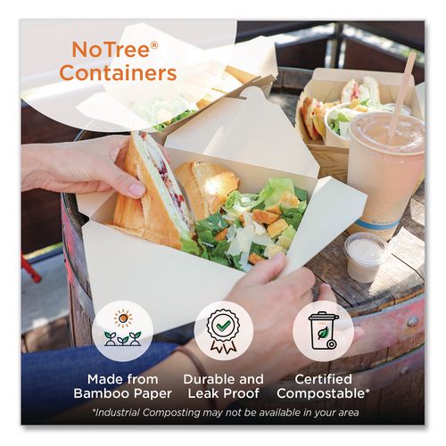 Image of World CentricÂ® No Tree Folded Takeout Containers, 26 oz, 4.2 x 5.2 x 2.5, Natural, Sugarcane, 450/Carton