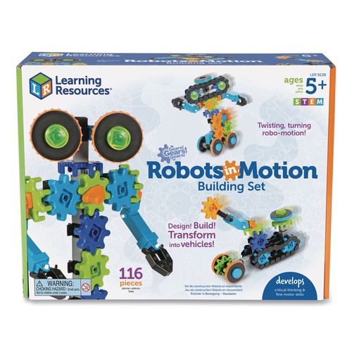Image of Learning Resources® LER9228 Gears! Gears! Gears! Robots in Motion Building Set, Grades K to 5, 116 Pieces
