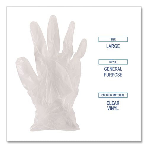 Image of Boardwalk® BWK365XLBX General Purpose Vinyl Gloves, Powder-Free, X-Large, 2.6 mil Thick, 9.5" Long, Clear, 100/Box