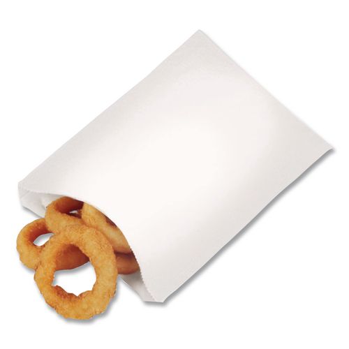 Image of Bagcraft P450019 Grease-Resistant Single-Serve Bags, 6" x 0.75" x 7.25", White, 2,000 Bags/Carton