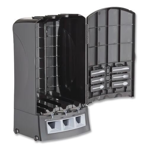 Image of WeGo Trio Utensil Dispenser, Holds 100 Forks/100 Knives/100 Spoons, 13.39 x 15.75 x 23.62, Black