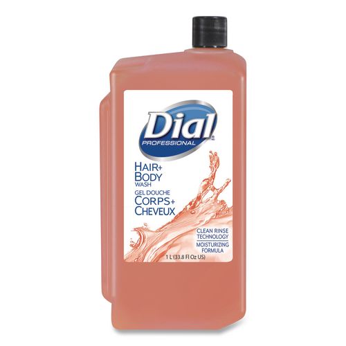 Image of Dial® Professional 4029 Hair + Body Wash Refill For 1 L Liquid Dispenser, Neutral Scent, 1 L, 8/carton