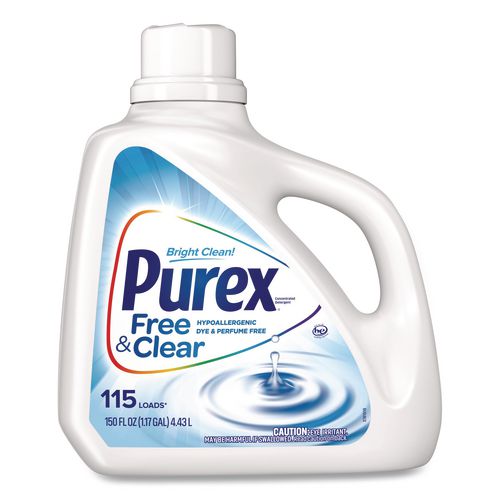 Image of Purex® DIA 05020 Free and Clear Liquid HE Laundry Detergent, Unscented, 150 oz Bottle, 4/Carton