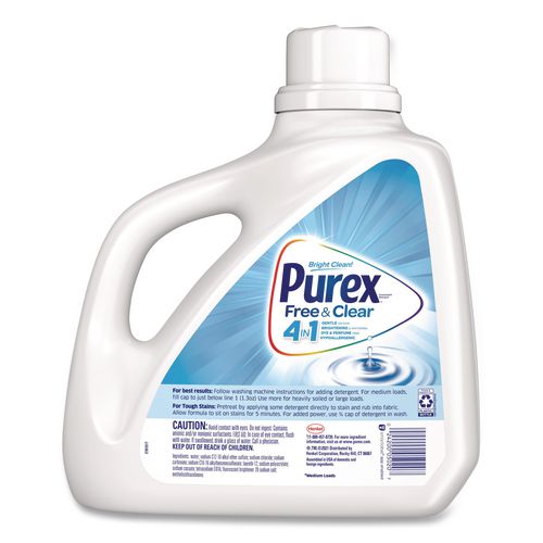 Image of Purex® DIA 05020 Free and Clear Liquid HE Laundry Detergent, Unscented, 150 oz Bottle, 4/Carton