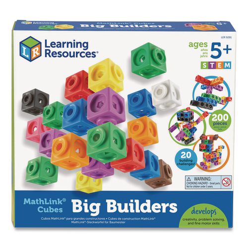 Image of Learning Resources® LER9291 MathLink Cubes Big Builders, Grades 1 to 4, 200 Pieces