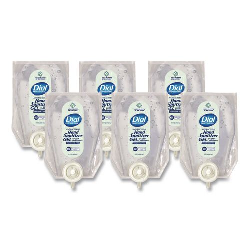 Image of Dial® Professional 17000122588 Antibacterial Gel Hand Sanitizer Refill for Versa Dispenser, Fragrance-Free, 15 oz, 6/Carton