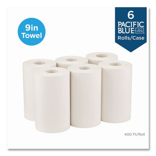 Image of Georgia Pacific® Professional 26610 SofPull Hardwound Paper Towel Roll, Nonperforated, 1-Ply, 9" x 400 ft, White, 6 Rolls/Carton