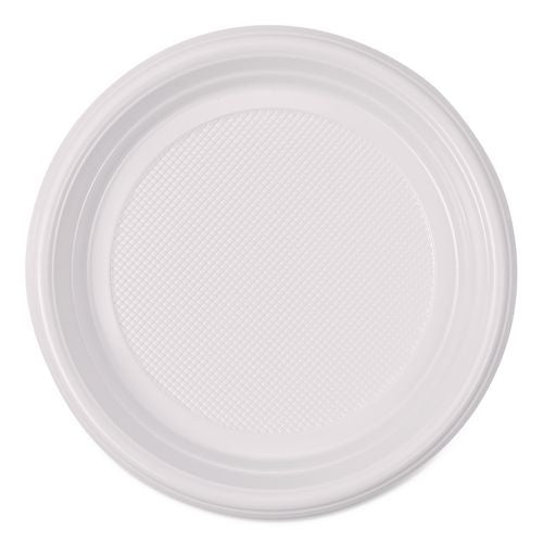 Image of Boardwalk® BWKPLTHIPS6WH Hi-Impact Plastic Dinnerware, Plate, 6" Dia, White, 1,000/carton
