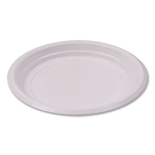 Image of Boardwalk® BWKPLTHIPS6WH Hi-Impact Plastic Dinnerware, Plate, 6" Dia, White, 1,000/carton