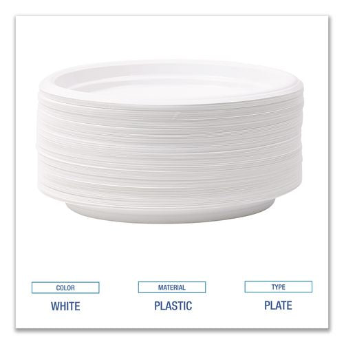 Image of Boardwalk® BWKPLTHIPS6WH Hi-Impact Plastic Dinnerware, Plate, 6" Dia, White, 1,000/carton
