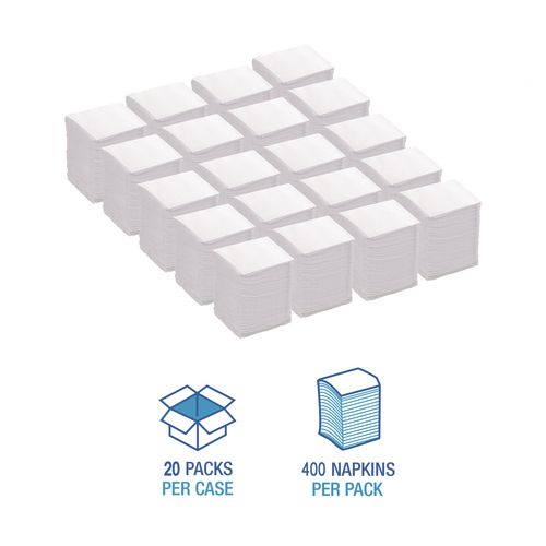 Image of Boardwalk® BWK8316 Low-Fold Dispenser Napkins, 1-Ply, 7 x 12, White, 400/Pack, 20 Packs//Carton