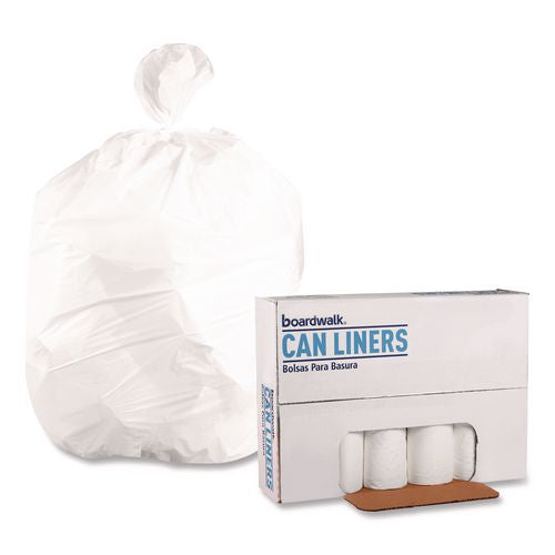 Image of Boardwalk® Z6036LN GR1 High-Density Can Liners, 30 gal, 8 mic, 30" x 36", Natural, Perforated Roll, 25 Bags/Roll, 20 Rolls/Carton