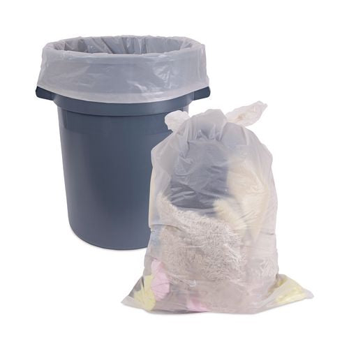 Image of Boardwalk® K7665WCK Industrial Can Liner Rolls, 60 gal, 2.5 mil, 21" x 17" x 65", Clear, 50/Carton