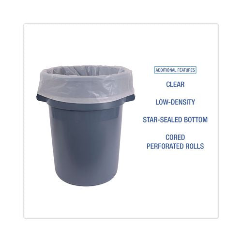 Image of Boardwalk® K7665WCK Industrial Can Liner Rolls, 60 gal, 2.5 mil, 21" x 17" x 65", Clear, 50/Carton