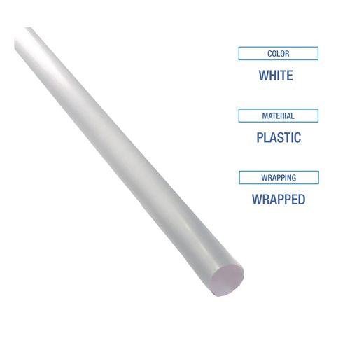 Image of Boardwalk® BWKJSTW1025CLR Wrapped Giant Straws, 10.25", Polypropylene, Clear, 100/Pack, 10 Packs/Carton