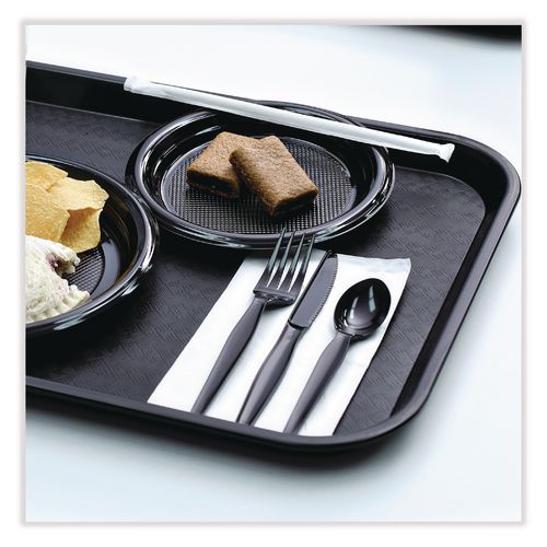 Image of Boardwalk® BWKKNIHWPPBIW Heavyweight Wrapped Polypropylene Cutlery, Knife, Plastic, Black, 1,000/Carton
