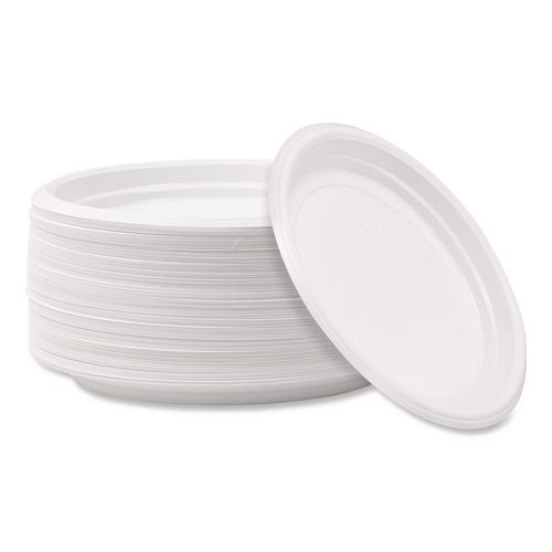 Image of Boardwalk® BWKPLTHIPS6WH Hi-Impact Plastic Dinnerware, Plate, 6" Dia, White, 1,000/carton