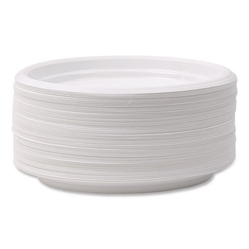 Image of Boardwalk® BWKPLTHIPS6WH Hi-Impact Plastic Dinnerware, Plate, 6" Dia, White, 1,000/carton