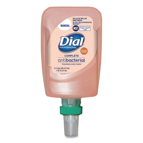 Image of Dial® Professional 16670 Antibacterial Foaming Hand Wash Refill for FIT Manual Dispenser, Original Scent, 1.2 L, 3/Carton